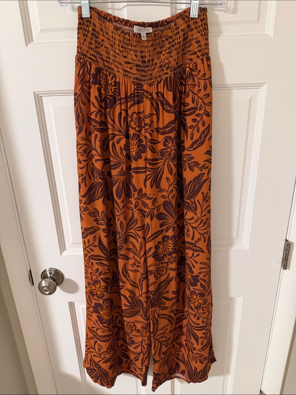 Patrons of Peace Boho Wide Leg Botanical Print  Palazzo Pants Boho Earthy Small